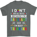 Brilliant & Busy Thinking Autism Autistic Mens T-Shirt Cotton Gildan Charcoal