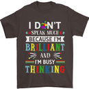 Brilliant & Busy Thinking Autism Autistic Mens T-Shirt Cotton Gildan Dark Chocolate