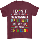 Brilliant & Busy Thinking Autism Autistic Mens T-Shirt Cotton Gildan Maroon