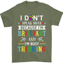 Brilliant & Busy Thinking Autism Autistic Mens T-Shirt Cotton Gildan Military Green
