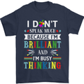 Brilliant & Busy Thinking Autism Autistic Mens T-Shirt Cotton Gildan Navy Blue