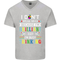 Brilliant & Busy Thinking Autism Autistic Mens V-Neck Cotton T-Shirt Sports Grey
