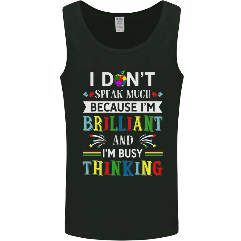 Brilliant & Busy Thinking Autism Autistic Mens Vest Tank Top Black