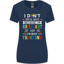 Brilliant & Busy Thinking Autism Autistic Womens Wider Cut T-Shirt Navy Blue