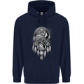 Bring the Nightmare Tribal Owl Skull Gothic Childrens Kids Hoodie Navy Blue