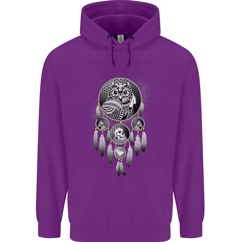 Bring the Nightmare Tribal Owl Skull Gothic Childrens Kids Hoodie Purple