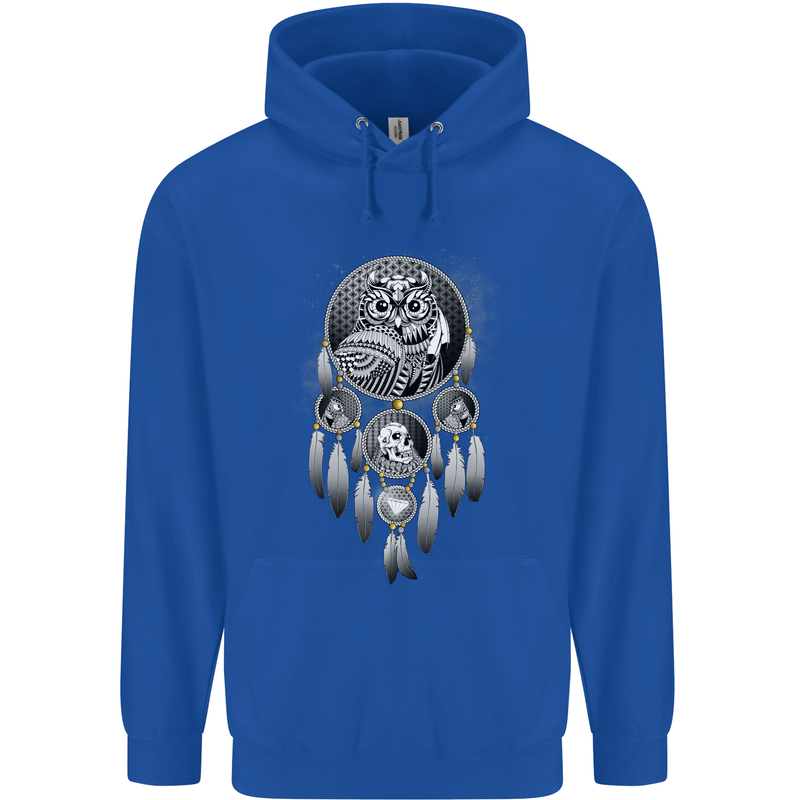 Bring the Nightmare Tribal Owl Skull Gothic Childrens Kids Hoodie Royal Blue
