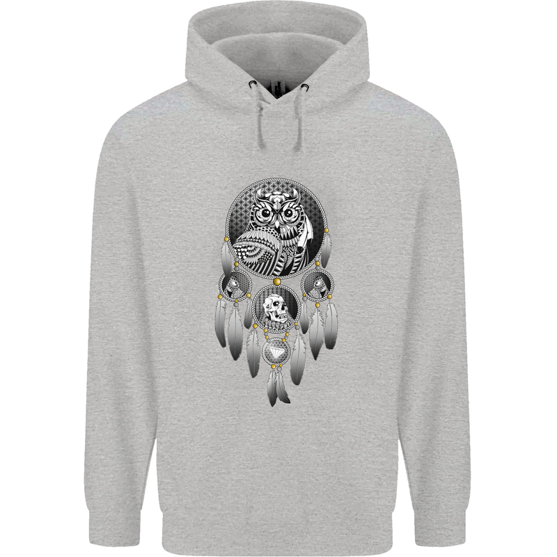 Bring the Nightmare Tribal Owl Skull Gothic Childrens Kids Hoodie Sports Grey