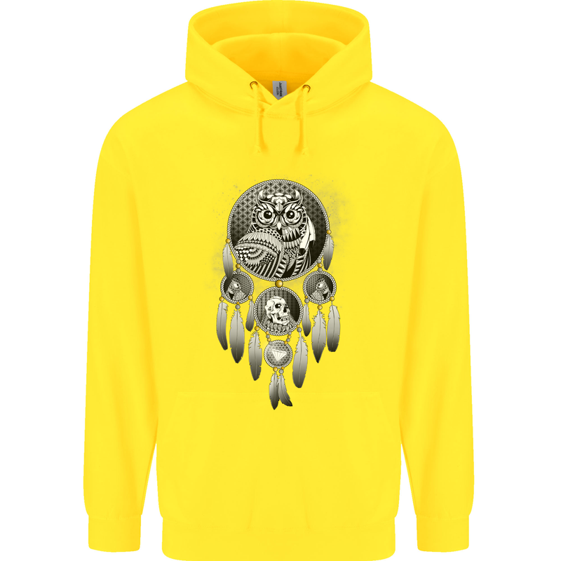 Bring the Nightmare Tribal Owl Skull Gothic Childrens Kids Hoodie Yellow