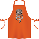Bring the Nightmare Tribal Owl Skull Gothic Cotton Apron 100% Organic Orange