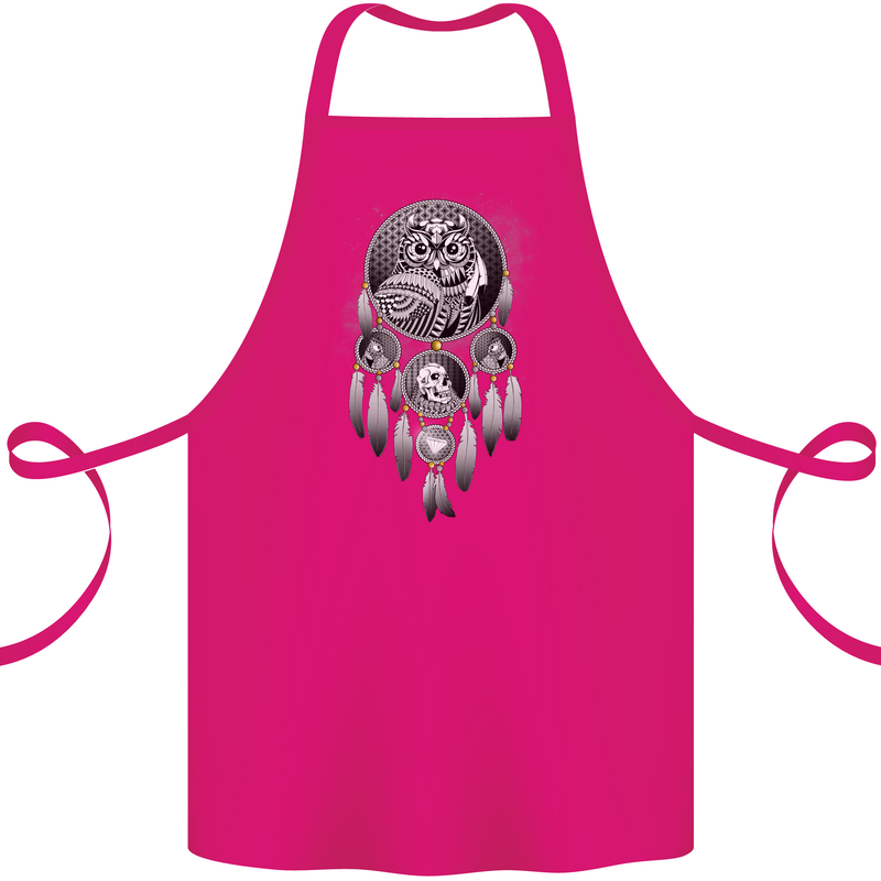Bring the Nightmare Tribal Owl Skull Gothic Cotton Apron 100% Organic Pink