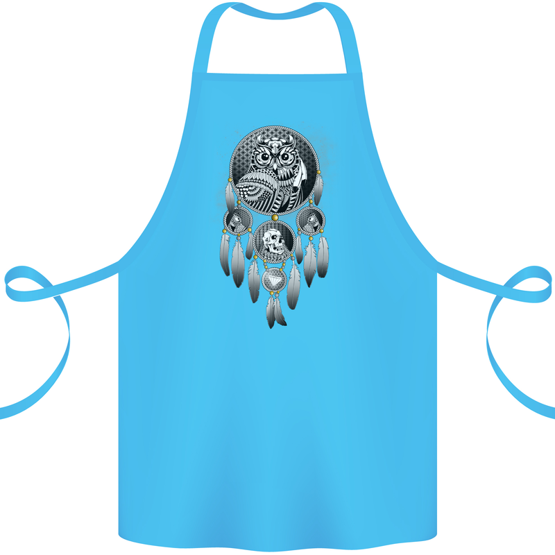Bring the Nightmare Tribal Owl Skull Gothic Cotton Apron 100% Organic Turquoise