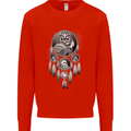 Bring the Nightmare Tribal Owl Skull Gothic Kids Sweatshirt Jumper Bright Red