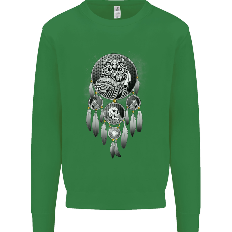 Bring the Nightmare Tribal Owl Skull Gothic Kids Sweatshirt Jumper Irish Green