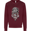Bring the Nightmare Tribal Owl Skull Gothic Kids Sweatshirt Jumper Maroon