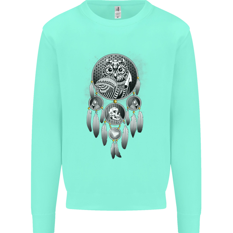 Bring the Nightmare Tribal Owl Skull Gothic Kids Sweatshirt Jumper Peppermint