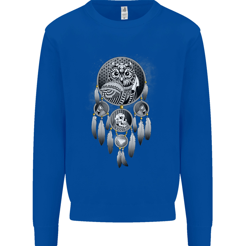 Bring the Nightmare Tribal Owl Skull Gothic Kids Sweatshirt Jumper Royal Blue