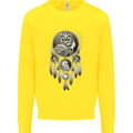 Bring the Nightmare Tribal Owl Skull Gothic Kids Sweatshirt Jumper Yellow
