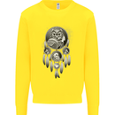 Bring the Nightmare Tribal Owl Skull Gothic Kids Sweatshirt Jumper Yellow