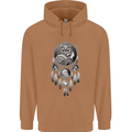 Bring the Nightmare Tribal Owl Skull Gothic Mens 80% Cotton Hoodie Caramel Latte