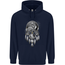 Bring the Nightmare Tribal Owl Skull Gothic Mens 80% Cotton Hoodie Navy Blue