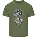 Bring the Nightmare Tribal Owl Skull Gothic Mens Cotton T-Shirt Tee Top Military Green
