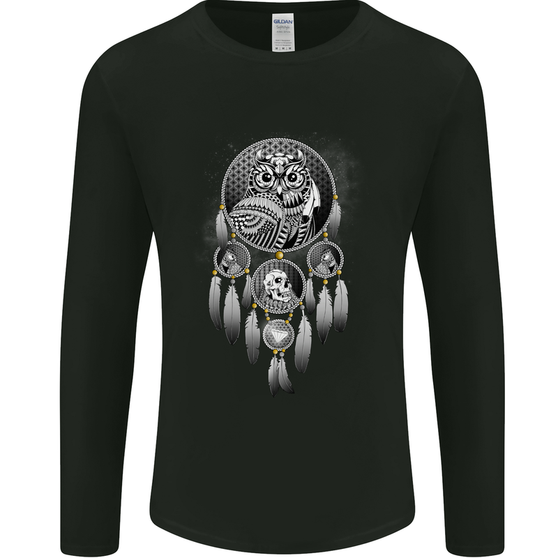 Bring the Nightmare Tribal Owl Skull Gothic Mens Long Sleeve T-Shirt Black