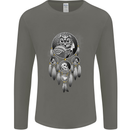 Bring the Nightmare Tribal Owl Skull Gothic Mens Long Sleeve T-Shirt Charcoal