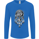 Bring the Nightmare Tribal Owl Skull Gothic Mens Long Sleeve T-Shirt Royal Blue