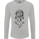 Bring the Nightmare Tribal Owl Skull Gothic Mens Long Sleeve T-Shirt Sports Grey