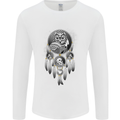 Bring the Nightmare Tribal Owl Skull Gothic Mens Long Sleeve T-Shirt White