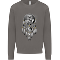 Bring the Nightmare Tribal Owl Skull Gothic Mens Sweatshirt Jumper Charcoal