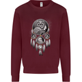 Bring the Nightmare Tribal Owl Skull Gothic Mens Sweatshirt Jumper Maroon