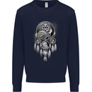 Bring the Nightmare Tribal Owl Skull Gothic Mens Sweatshirt Jumper Navy Blue