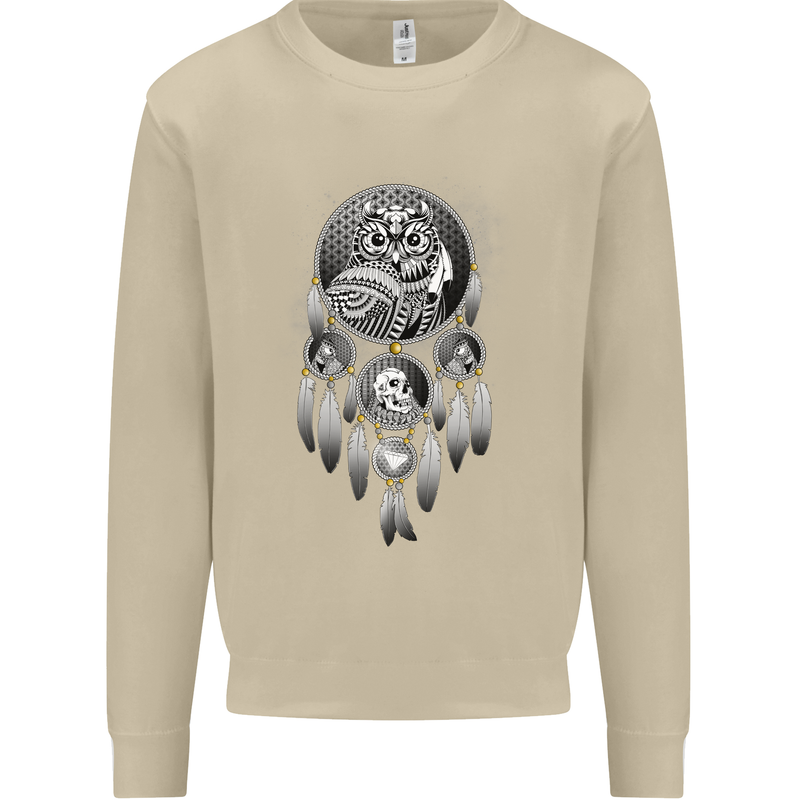 Bring the Nightmare Tribal Owl Skull Gothic Mens Sweatshirt Jumper Sand