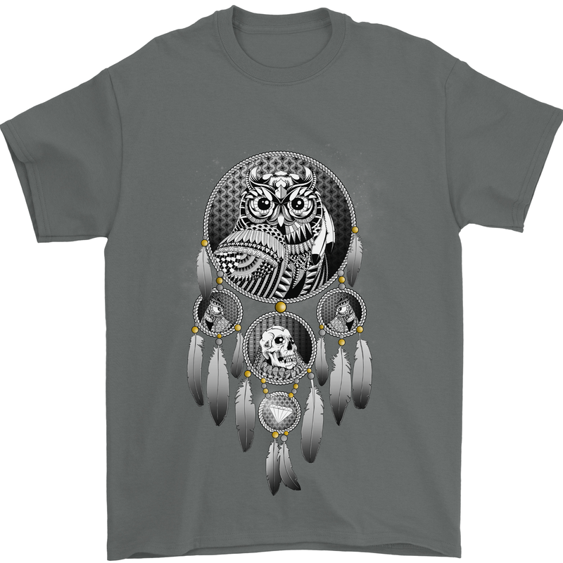 Bring the Nightmare Tribal Owl Skull Gothic Mens T-Shirt Cotton Gildan Charcoal
