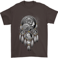 Bring the Nightmare Tribal Owl Skull Gothic Mens T-Shirt Cotton Gildan Dark Chocolate