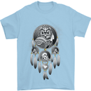 Bring the Nightmare Tribal Owl Skull Gothic Mens T-Shirt Cotton Gildan Light Blue