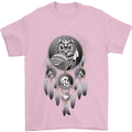Bring the Nightmare Tribal Owl Skull Gothic Mens T-Shirt Cotton Gildan Light Pink