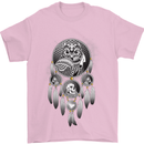 Bring the Nightmare Tribal Owl Skull Gothic Mens T-Shirt Cotton Gildan Light Pink
