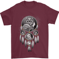 Bring the Nightmare Tribal Owl Skull Gothic Mens T-Shirt Cotton Gildan Maroon