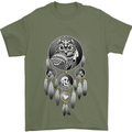 Bring the Nightmare Tribal Owl Skull Gothic Mens T-Shirt Cotton Gildan Military Green