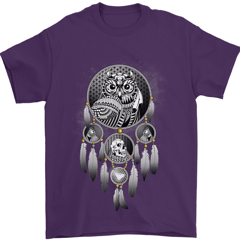 Bring the Nightmare Tribal Owl Skull Gothic Mens T-Shirt Cotton Gildan Purple
