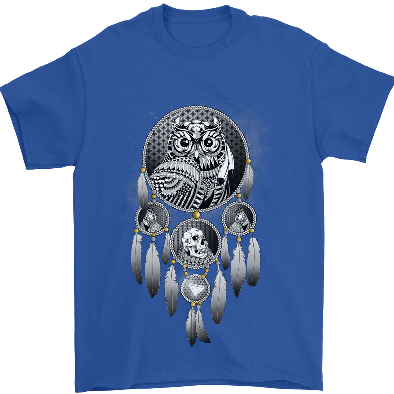 Bring the Nightmare Tribal Owl Skull Gothic Mens T-Shirt Cotton Gildan Royal Blue
