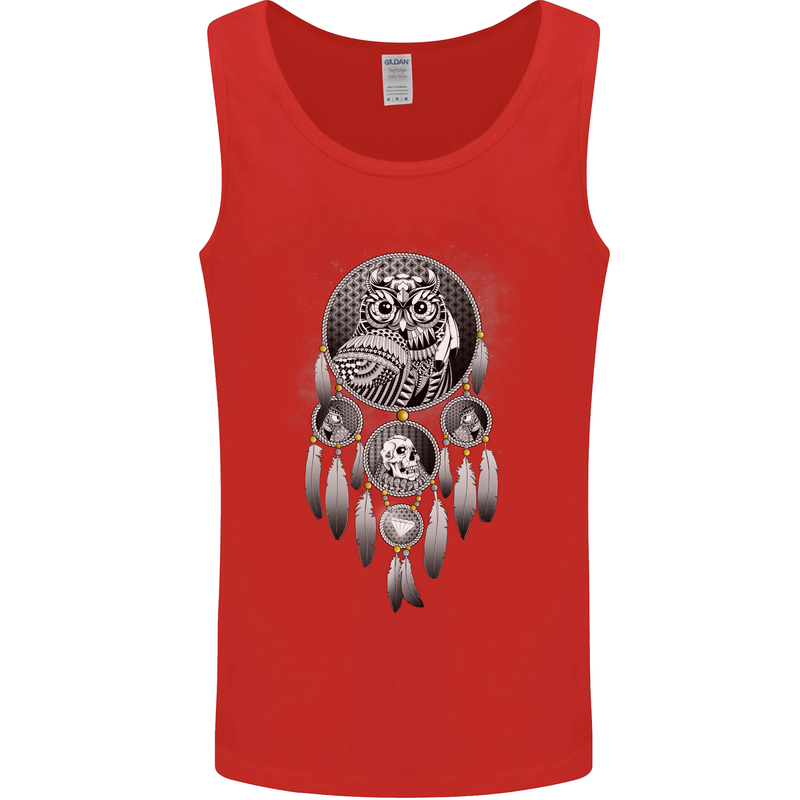 Bring the Nightmare Tribal Owl Skull Gothic Mens Vest Tank Top Red