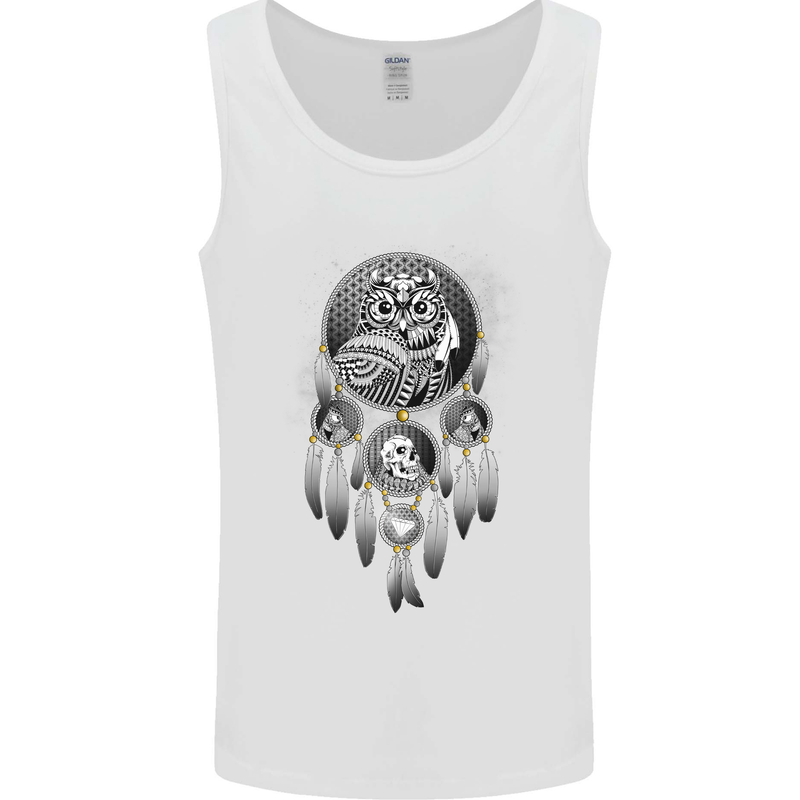 Bring the Nightmare Tribal Owl Skull Gothic Mens Vest Tank Top White