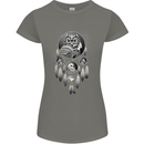 Bring the Nightmare Tribal Owl Skull Gothic Womens Petite Cut T-Shirt Charcoal