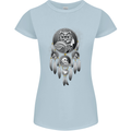 Bring the Nightmare Tribal Owl Skull Gothic Womens Petite Cut T-Shirt Light Blue