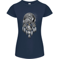 Bring the Nightmare Tribal Owl Skull Gothic Womens Petite Cut T-Shirt Navy Blue