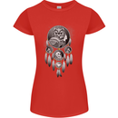 Bring the Nightmare Tribal Owl Skull Gothic Womens Petite Cut T-Shirt Red